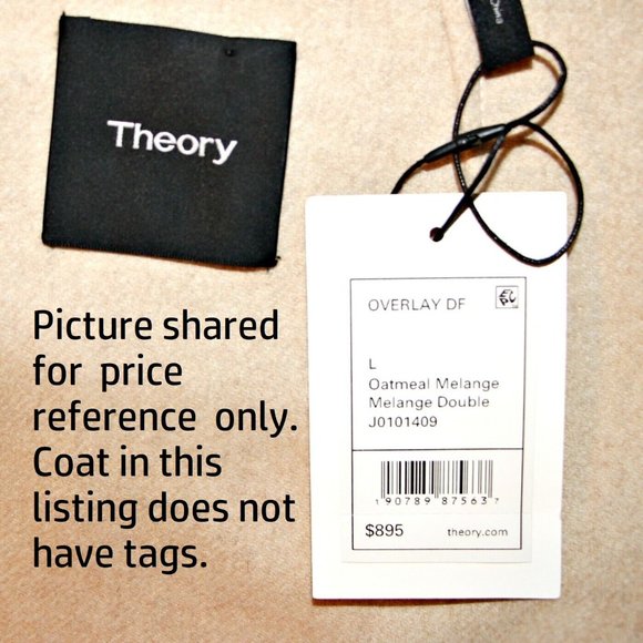 NWOT Theory 38% CASHMERE Coat Overlay DF Double Face Oatmeal Mélange - Picture 4 of 17